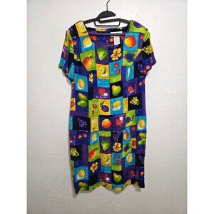 Vtg Jessica Howard Fruit Dress Sz 14 All Over Print Sheath Cottage housewife